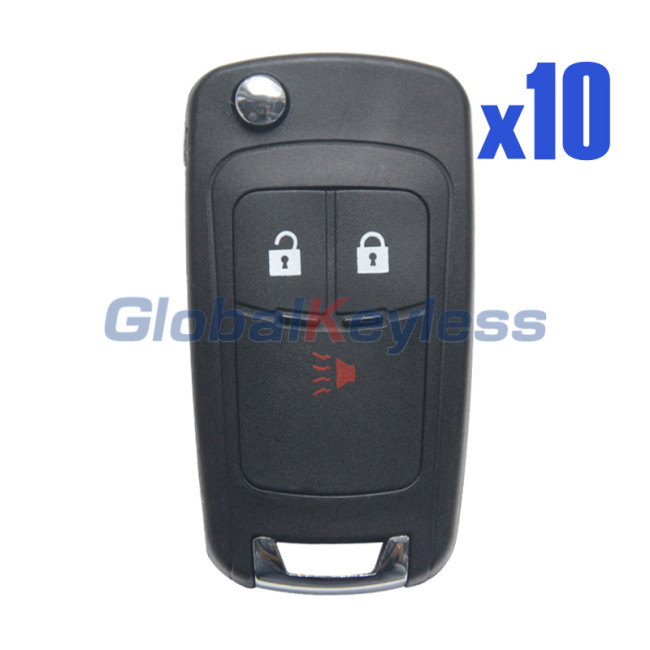 Flip key shell 3 button for 2015 2016 Chevrolet Spark FCC A2GM3AFUS03 (Pack of 10)