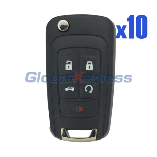 Flip key shell 5 button for Chevrolet Camaro Cruze Equinox Malibu 2010-2016 (Pack of 10)