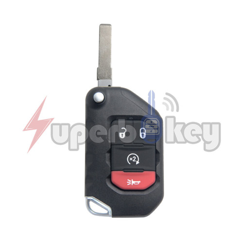 2018 2019 Jeep Wrangler/ Flip key 4 buttons 433mhz/ PN: 68416784AA/ OHT1130261(HITAG AES 4A chip)