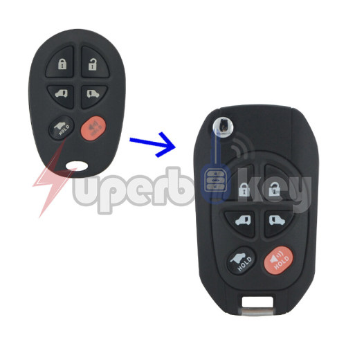 TOY43/ Toyota Sequoia Modified flip key shell 6 button