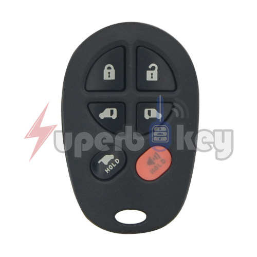 2005-2009 Toyota Sienna Keyless Entry Remote 6 Button PN 89742-AE050 FCC GQ43VT20T