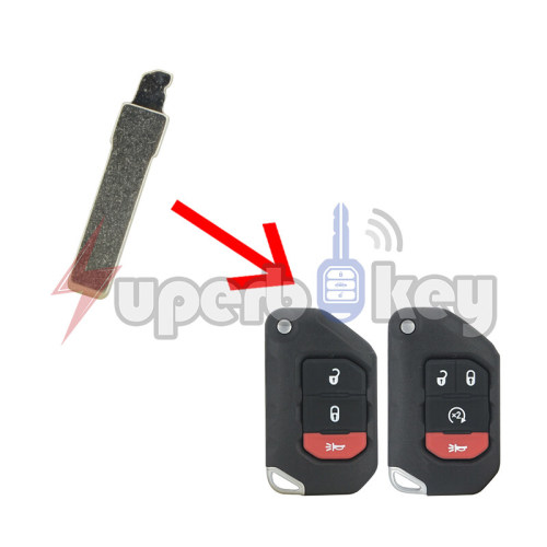 OHT1130261 Uncut Replacement Insert Flip Key Switch Blade For 2018-2019 Jeep Wrangler