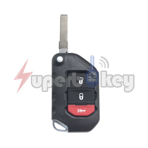 2018 2019 Jeep Wrangler/ Flip key 3 buttons 433mhz/PN: 68416782AA/ OHT1130261(HITAG AES 4A chip)