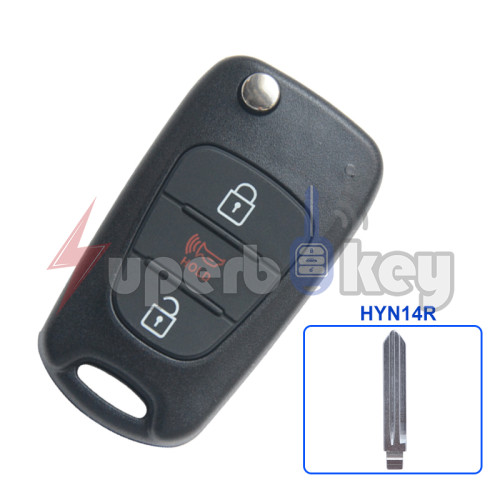 HYN14R/ Kia Hyundai Flip key shell 3 button/ NYOSEKSAM11ATX