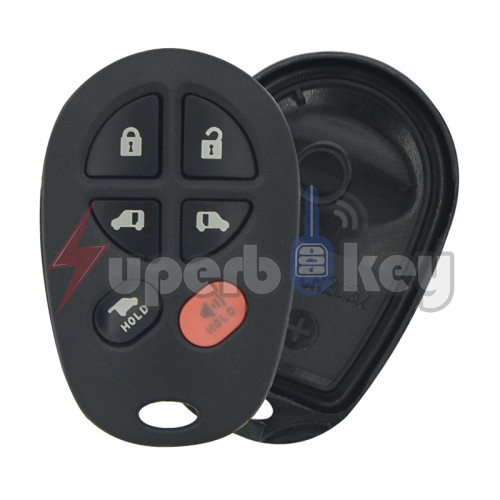 2005-2009 Toyota Sienn/ Keyless remote shell 6 button/ PN: 89742-AE050/ GQ43VT20T