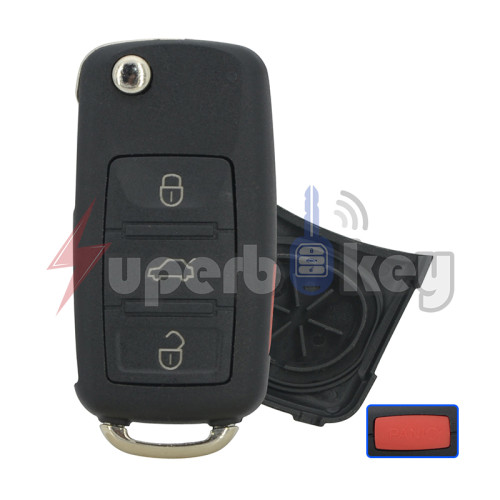 HU66/ 2004-2011 VW Touareg Flip remote key shell 4 buttons
