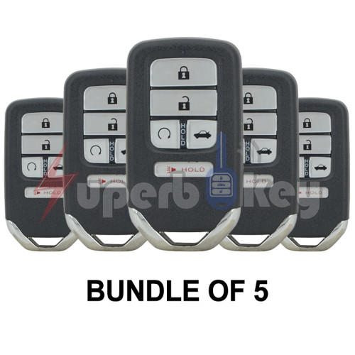 47chip/ 2016-2018 Honda Civic/ Smart key 5 buttons KR5V2X 433.9mhz P/N 72147-TBA-A11(BUNDLE OF 5)