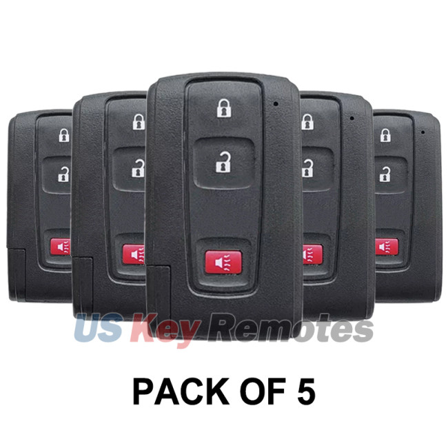 (Pack of 5) FCC MOZB21TG Smart Key 3 button 312mhz 4Dchip for Toyota Prius 2004-2009 PN 89071-47080 (non prox system)