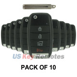 (Pack of 10) FCC NYODD4TX1306 Flip key shell 4 button KHY37 for 2014-2016 Kia Sportage P/N 95430-3W350
