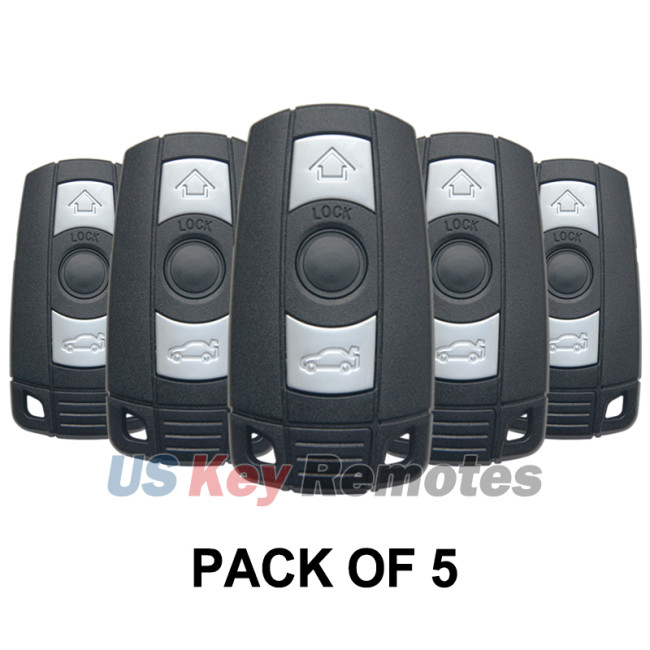 (Pack of 5) FCC KR55WK49127 KR55WK49123 Smart Key 3 button 315Mhz ID46-PCF7945 chip Hitag2 for BMW 1, 3, 5 Series 2006-2013 CAS3