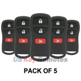 (Pack of 5) FCC KBRASTU15 Keyless Entry Remote 3 button 315Mhz for Nissan Frontier Murano Pathfinder Titan 2002-2010