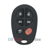 FCC GQ43VT20T Keyless Entry Remote Shell 6 button for Toyota Sienna 2005-2009 PN 89742-AE050
