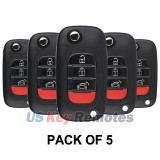 (Pack of 5) Flip Remote Key 4 button 433Mhz 4A Chip for Mercedes Benz Smart Fortwo 453 Forfour 2015-2017
