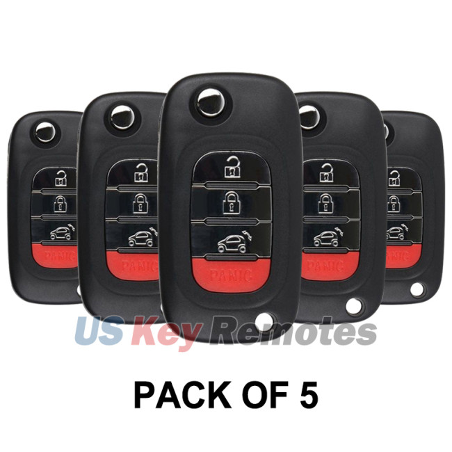 (Pack of 5) Flip Remote Key 4 button 433Mhz 4A Chip for Mercedes Benz Smart Fortwo 453 Forfour 2015-2017