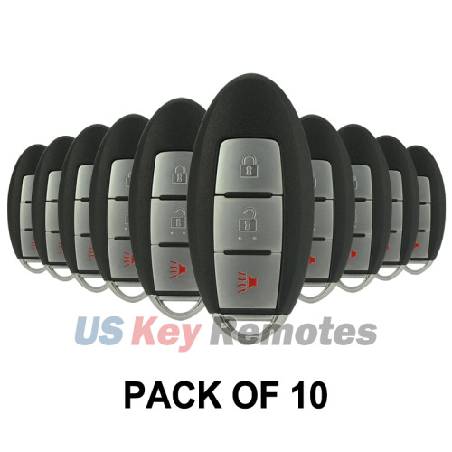 (Pack of 10) FCC CWTWBU729 Smart key shell 3 button for Nissan Armada Pathfinder Rogue Versa 2008-2013