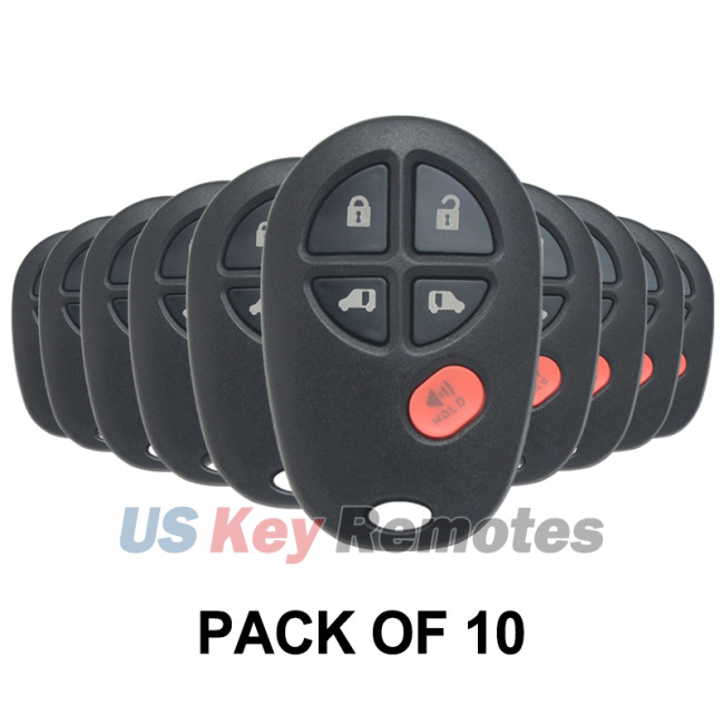 (Pack of 10) FCC GQ43VT20T Keyless Entry Remote Shell 5 button for Toyota Sienna 2004-2018
