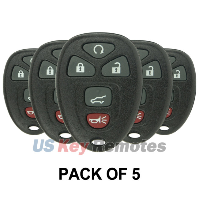 (Pack of 5) FCC KOBGT04A Keyless Entry Remote 5 button 315Mhz for Pontiac G5 G6 Chevrolet Malibu Saturn Aura 2007