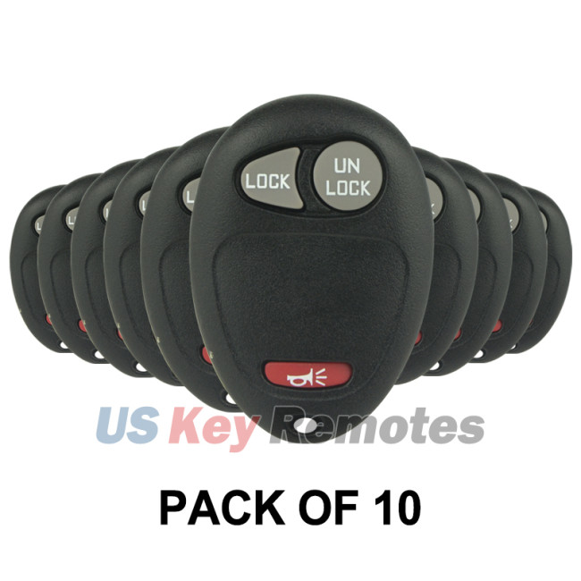 (Pack of 10) L2C0007T Keyless Entry Remote Shell 3 button for GMC Chevrolet Buick 2001-2009