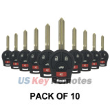 (Pack of 10) FCC CWTWB1U751 Remote head key shell 4 button for Nissan VERSA CUBE JUKE ROGUE SENTRA 2008-2014
