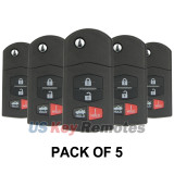 (Pack of 5) FCC BGBX1T478SKE12501 Flip key 4 button 315Mhz aftermarket 4D63 chip for Mazda 3 6 MX-5 Miata 2006-2015 SKE12501 PN BBM4-67-5RY
