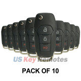 (Pack of 10) FCC N5F-A08TAA flip key shell 3 button for Ford Explorer Ford F-150 2015-2018 PN 164-R8130