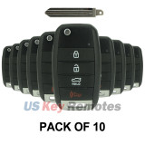 (Pack of 10) FCC NYODD4TX1306 Flip key shell 4 button HYN14R for 2014 2015 Kia Optima P/N 95430-2T560