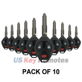 (Pack of 10) Remote head key shell 3 button MIT11 for Mitsubishi Lancer Outlander