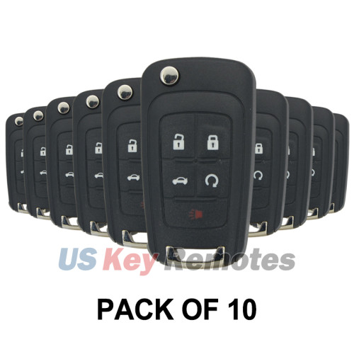(Pack of 10) Flip key shell 5 button for Chevrolet Camaro Cruze Equinox Malibu 2010-2016