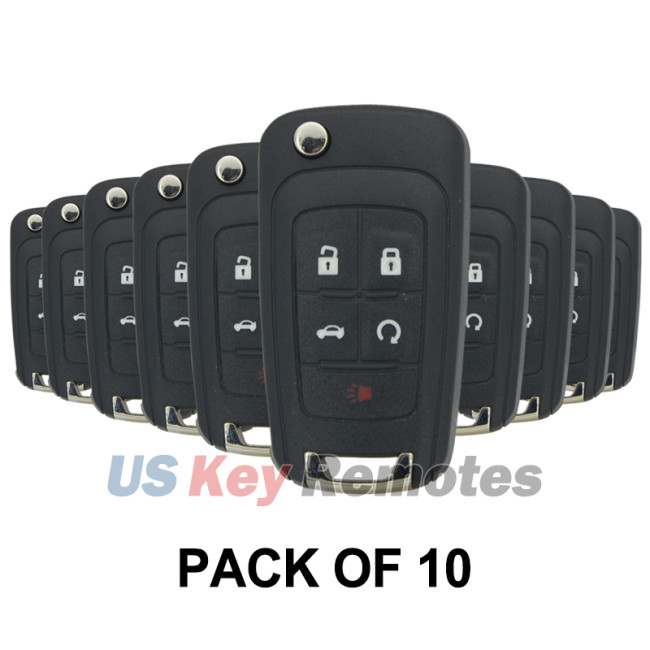 (Pack of 10) Flip key shell 5 button for Chevrolet Camaro Cruze Equinox Malibu 2010-2016