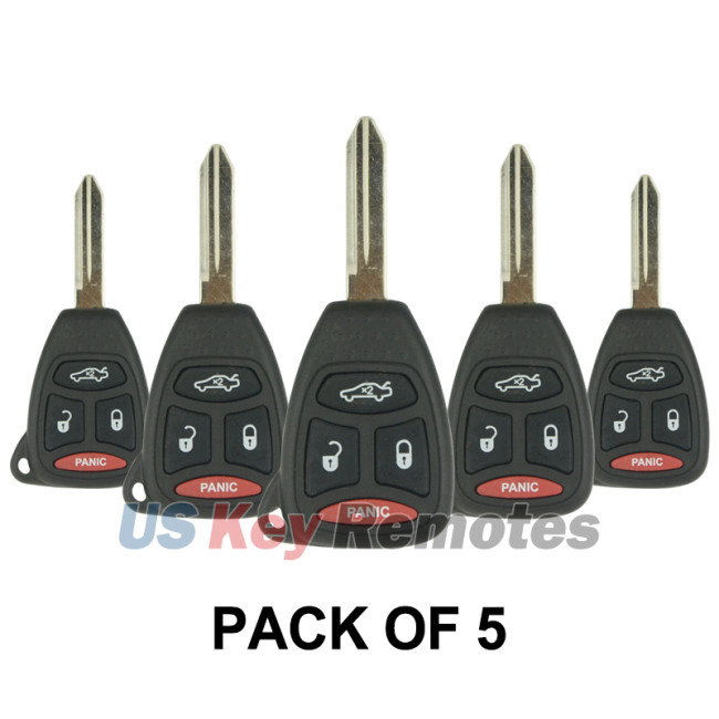 (Pack of 5) FCC KOBDT04A Remote head key 4 button 315Mhz for Chrysler 300 Dodge Durango Charger Jeep Grand Cherokee 2005-2009 PN 56038757AE