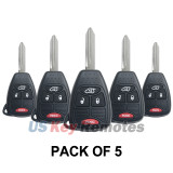 (Pack of 5) FCC OHT692713AA OHT692427AA Remote head key 4 button 315Mhz for 2005-2014 Chrysler 300C PT Cruiser Dodge Charger Jeep Liberty PN 68003079AA