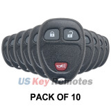 (Pack of 10) FCC KOBGT04A Keyless Entry Remote Shell 3 button for Buick Enclave Chevrolet Equinox Tahoe GMC Yukon 2007-2015 PN 15913420