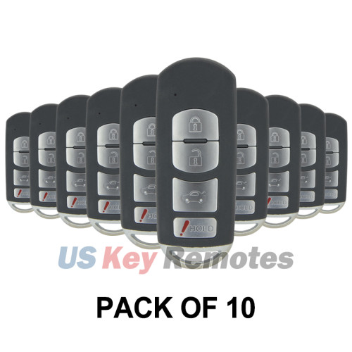 (Pack of 10) FCC WAZSKE13D01 smart key shell 4 button for Mazda 3 6 2014 2015 2016 2017 PN GJY9-67-5RY