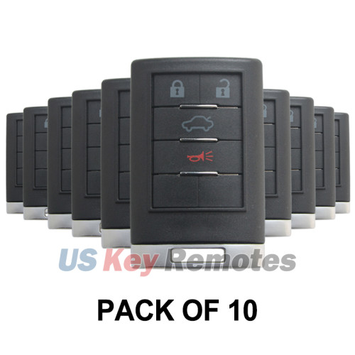 (Pack of 10) FCC OUC6000066 Keyless Entry Remote Shell 4 button for Cadillac CTS STS DTS SRX Escalade 2006-2016