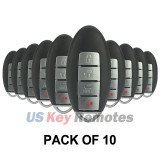 (Pack of 10) FCC CWTWBU735 Smart key shell 4 button for Nissan Maxima Sentra 2007-2012