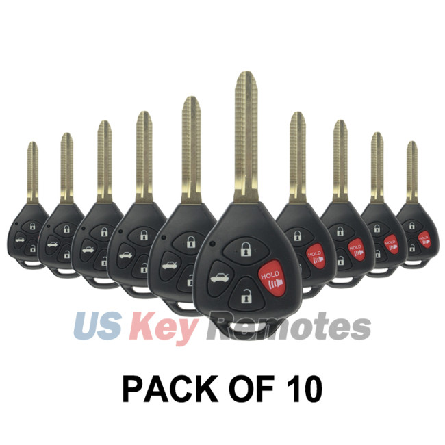 (Pack of 10) FCC HYQ12BBY Remote head key shell 4 button toy43 for Toyota Camry RAV4 2006-2010