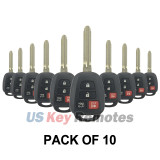 (Pack of 10) FCC GQ4-52T Remote head key shell 4 button for Toyota Highlander RAV4 2014-2017 PN 89070-0R100