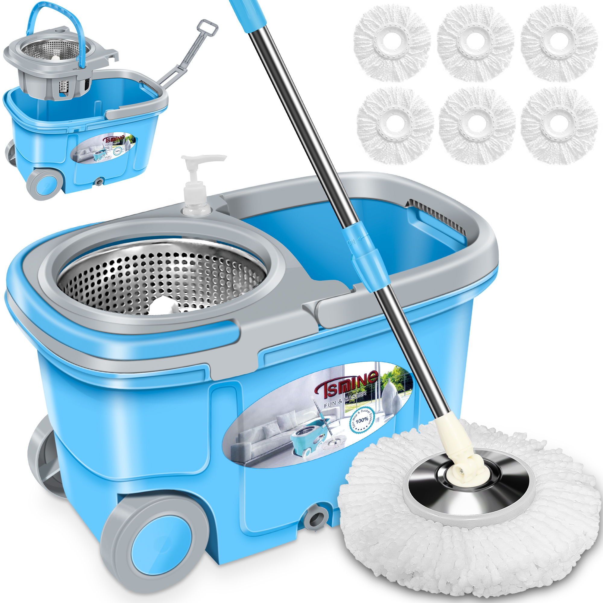 Us 79 99 Tsmine Spin Mop Bucket System Stainless Steel Deluxe 360 Spinning Mop Bucket Floor Us 79 99 Tsmine Spin Mop Bucket System Stainless Steel Deluxe 360 Spinning Mop Bucket Floor