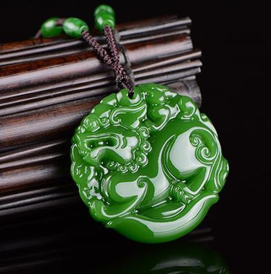 Xinjiang Hetian level white brave jade Hetian jade pendant male necklace spinach green jade brave