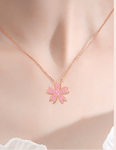 Cherry blossom necklace collarbone chain light luxury niche design sense accessories new fashion trend lady 520 birthday valentine's day gift pendant