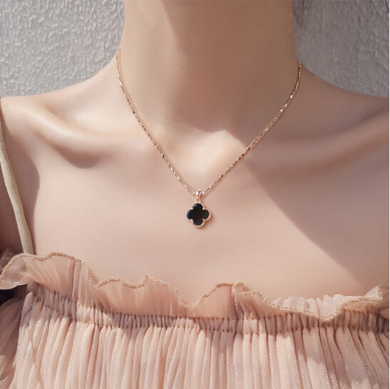 Ladies lucky four leaf clover lovers collarbone chain pendant fashion choker