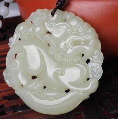 Xinjiang Hetian level white brave jade Hetian jade pendant male necklace spinach green jade brave