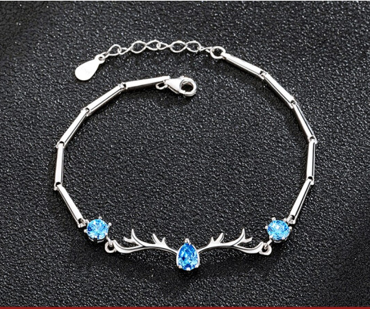 A deer road has you 925 silver bracelet for women fashion simple moose lady set with diamond deer hand bracelet antler bracelet anniversary birthday gift