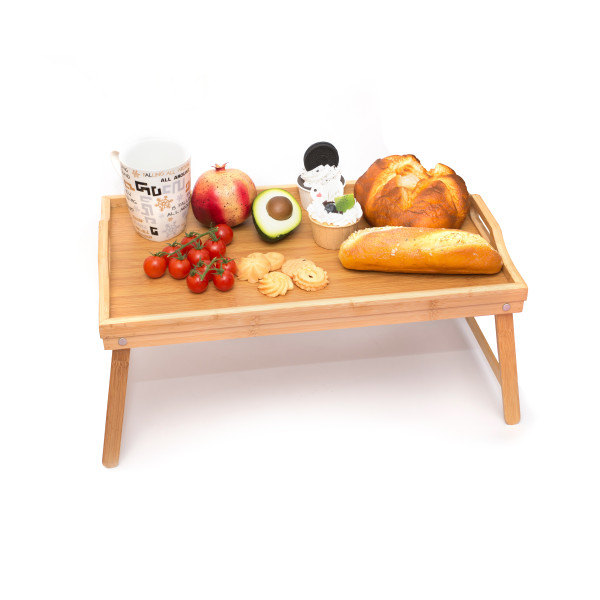Bamboo Bed Tray Foldable Brown