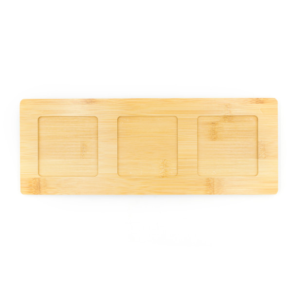 4-Piece Bamboo Serving Tray With Ceramic Bowls Set Multicolour