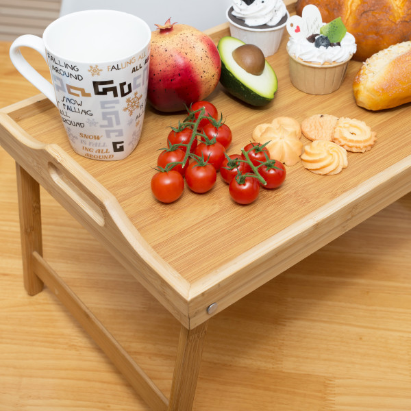 Bamboo Bed Tray Foldable Brown