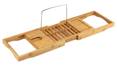 Bamboo Bathtub Caddy Tray with Soap Dish Towel Holder
