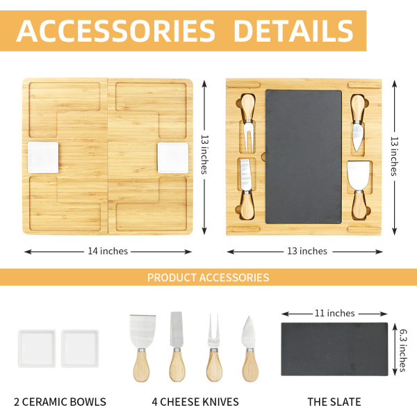Bamboo Cheese board And knife Set