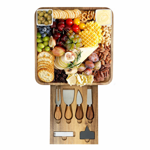 Bamboo Organizer with 4pcs Strong transparent hooks