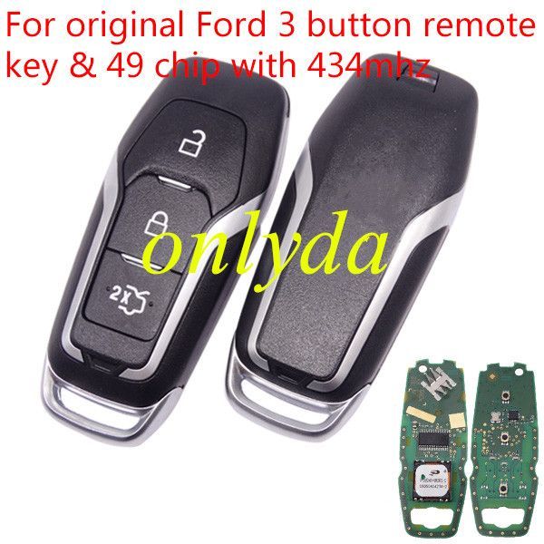 For OEM Ford 3 button remote key with 49 chip with 434mhz  CMIIT  ID:2013DJ6919  A2C31244302   DS7T-15K601-DD